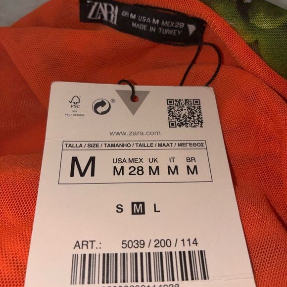 Zara Multicolor Maxi Dress M farmers market chili peppers fruits Bodycon New - Picture 10 of 12